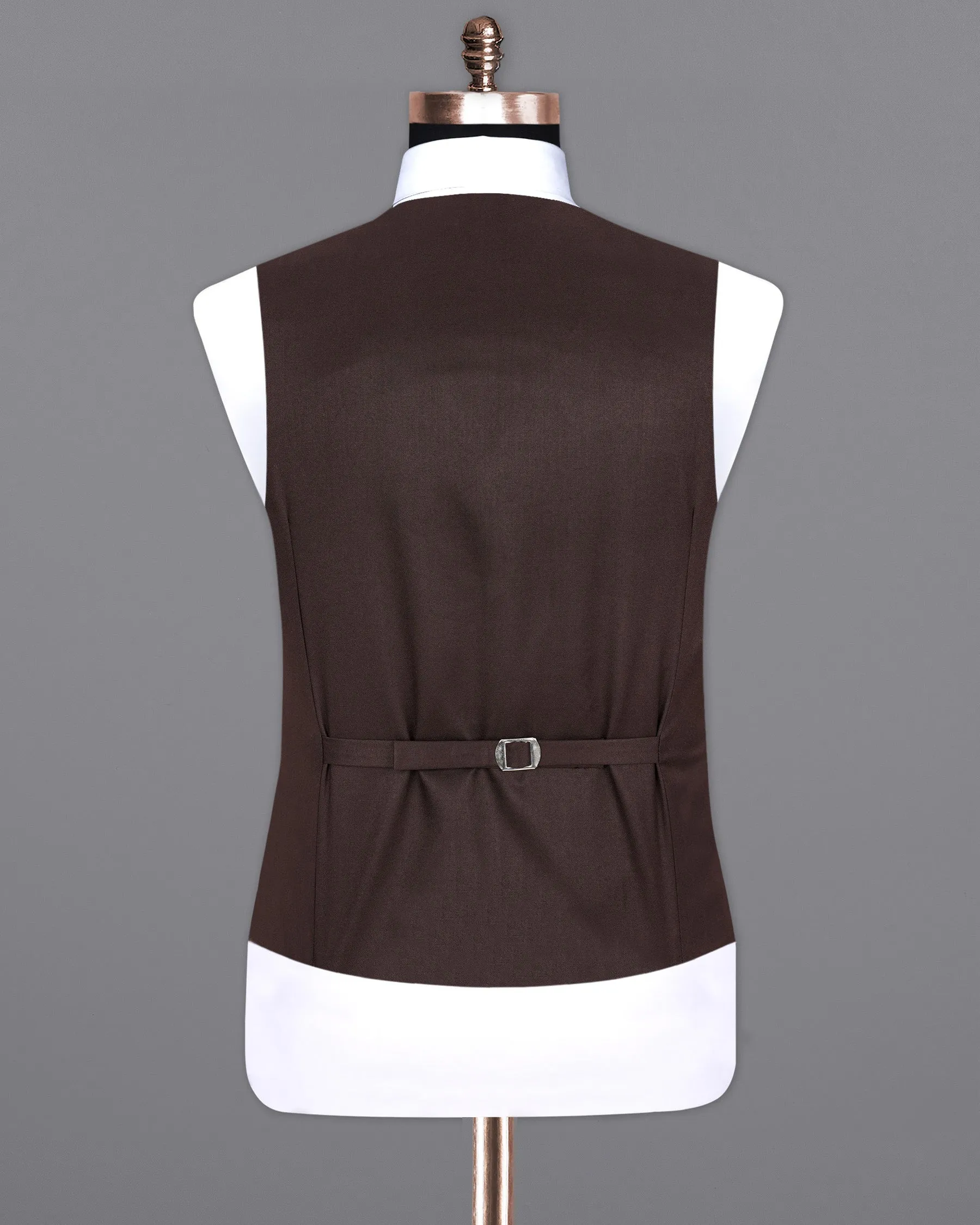 Bistre Brown Solid Waistcoat