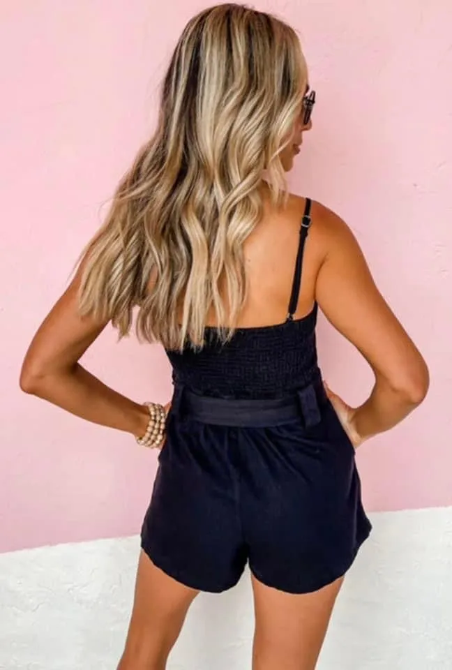 Black Belted Romper