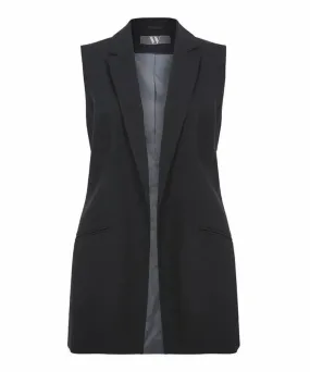 Black Formal Open Front Sleeveless Blazer