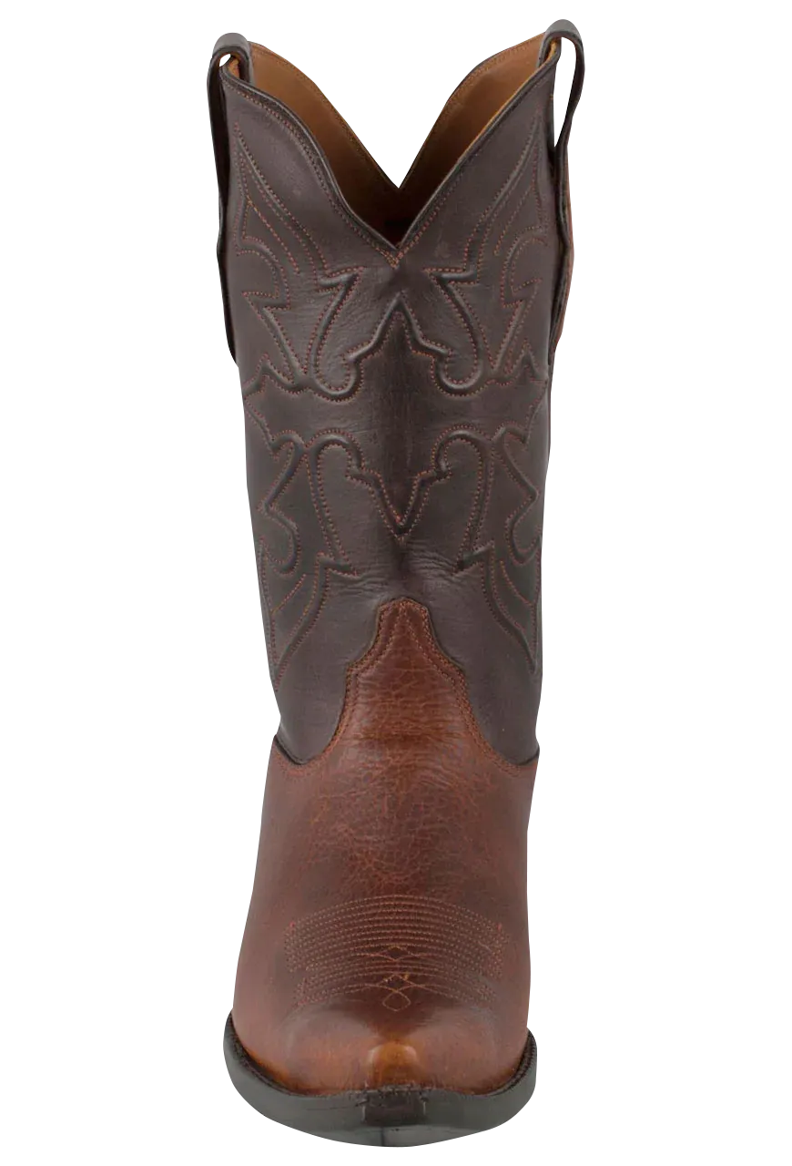 Black Jack for Pinto Ranch Men's Buffalo Cowboy Boots - Tan, Dark Brown