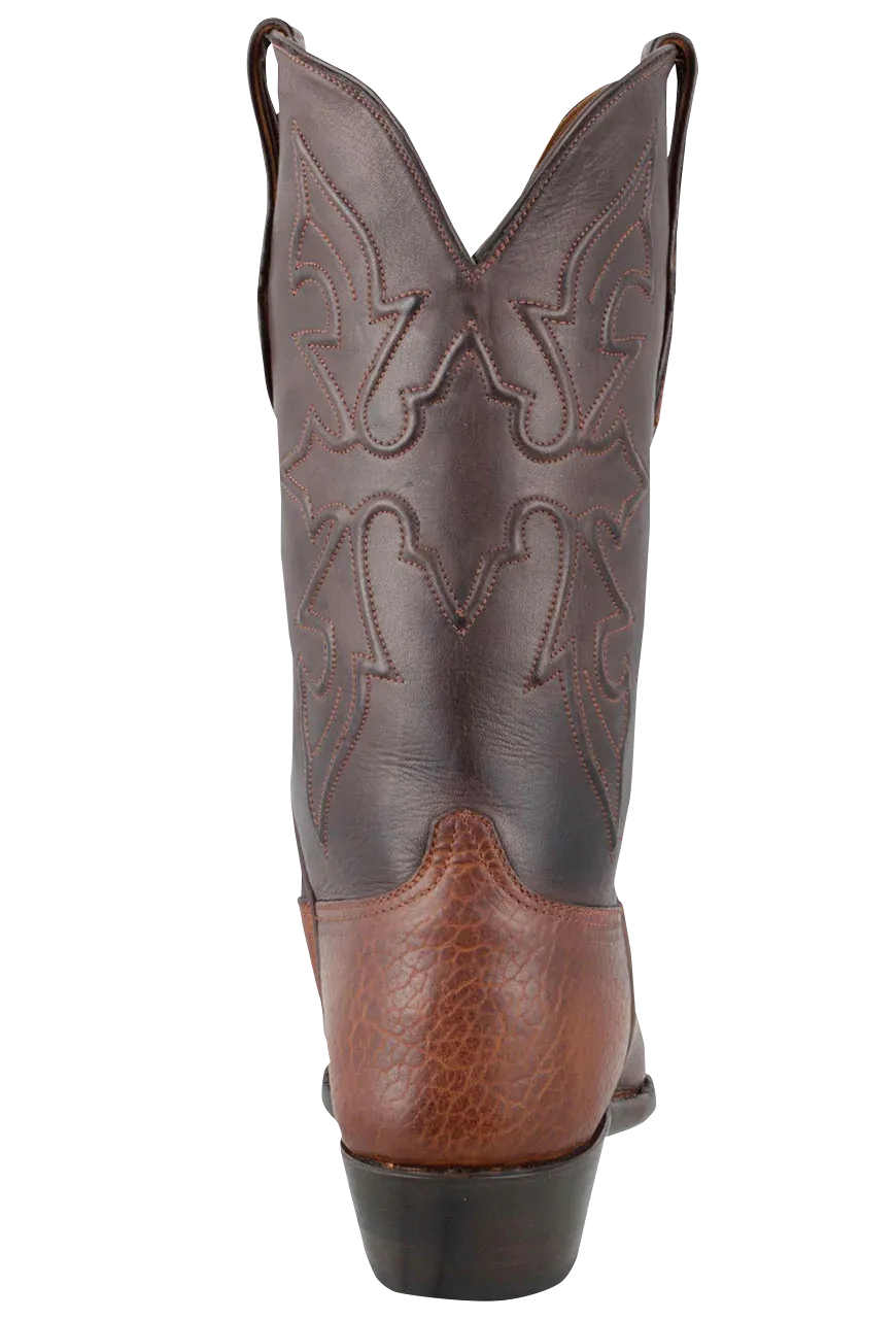 Black Jack for Pinto Ranch Men's Buffalo Cowboy Boots - Tan, Dark Brown