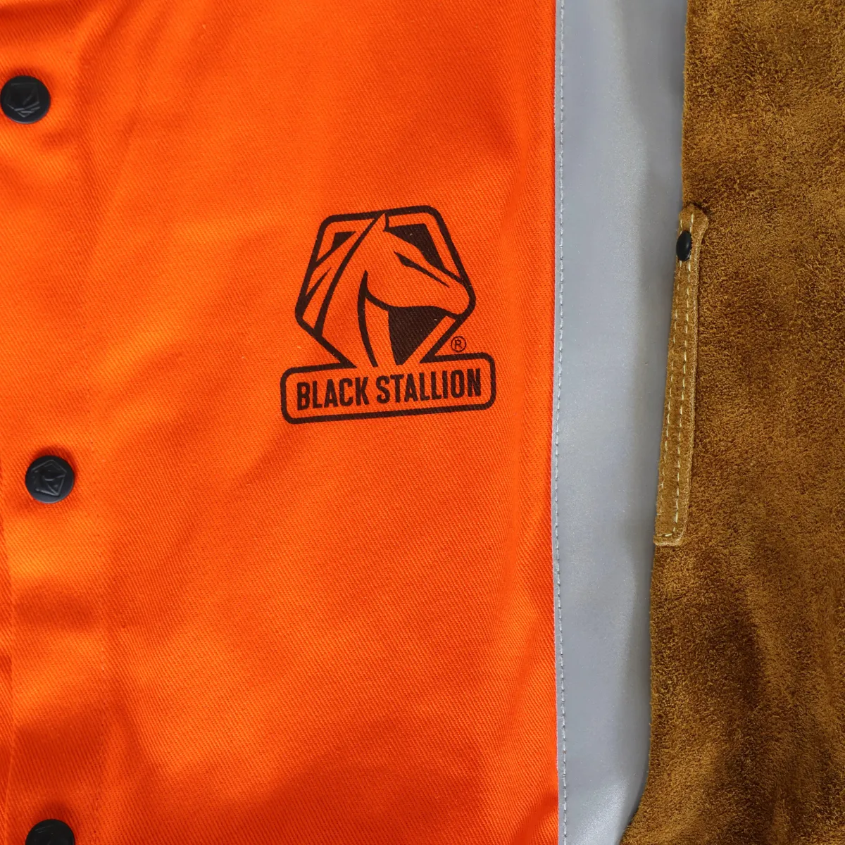 Black Stallion Hi-Vis FR Cotton/Split Cowhide Jacket - JH1012-OR