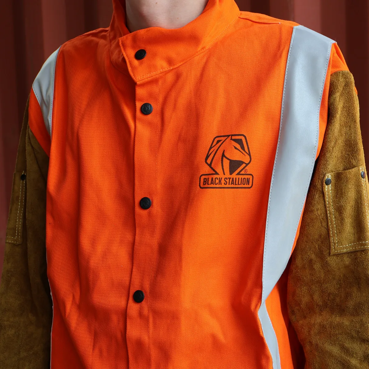 Black Stallion Hi-Vis FR Cotton/Split Cowhide Jacket - JH1012-OR