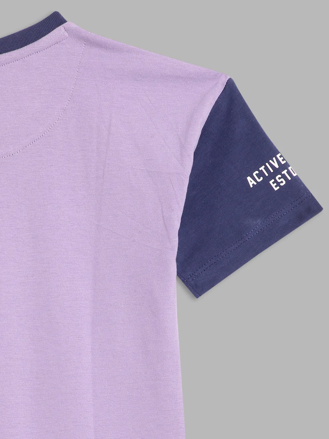 Blue Giraffe Boys Lilac Solid Round Neck TShirt