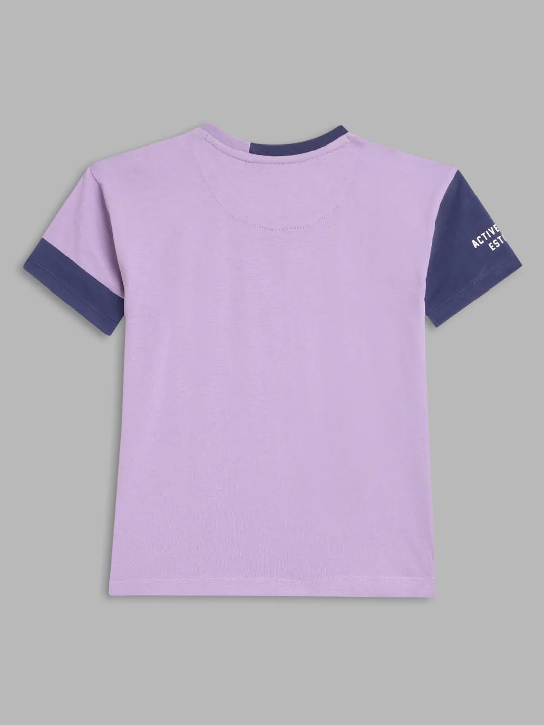 Blue Giraffe Boys Lilac Solid Round Neck TShirt