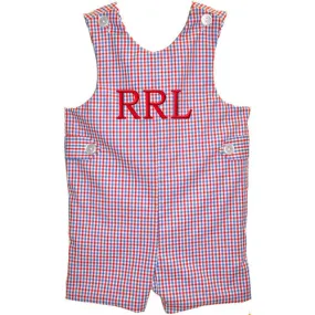 Blue/Red Tri-Color Checks Boys Shortall