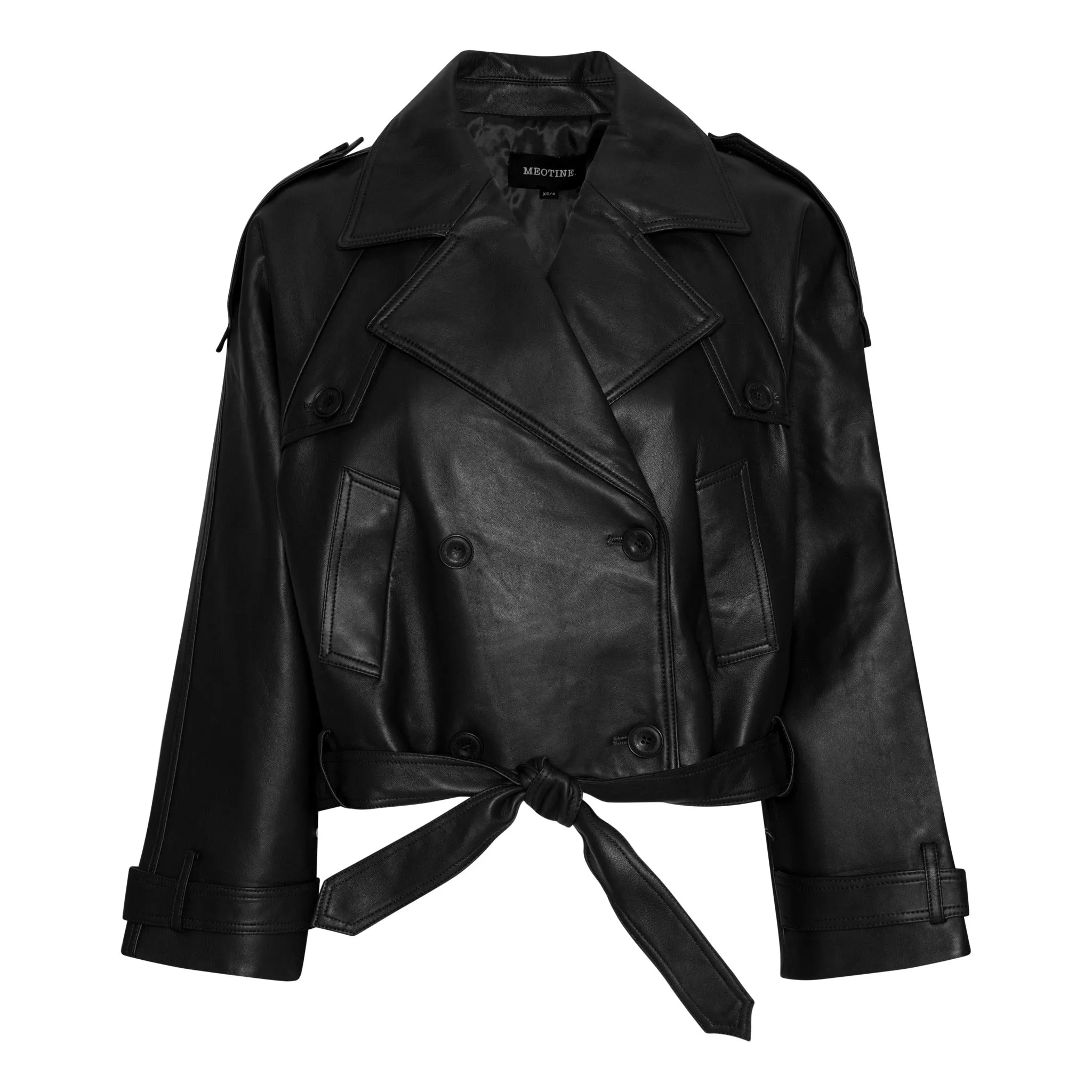 BOBBY LEATHER TRENCH JACKET - BLACK