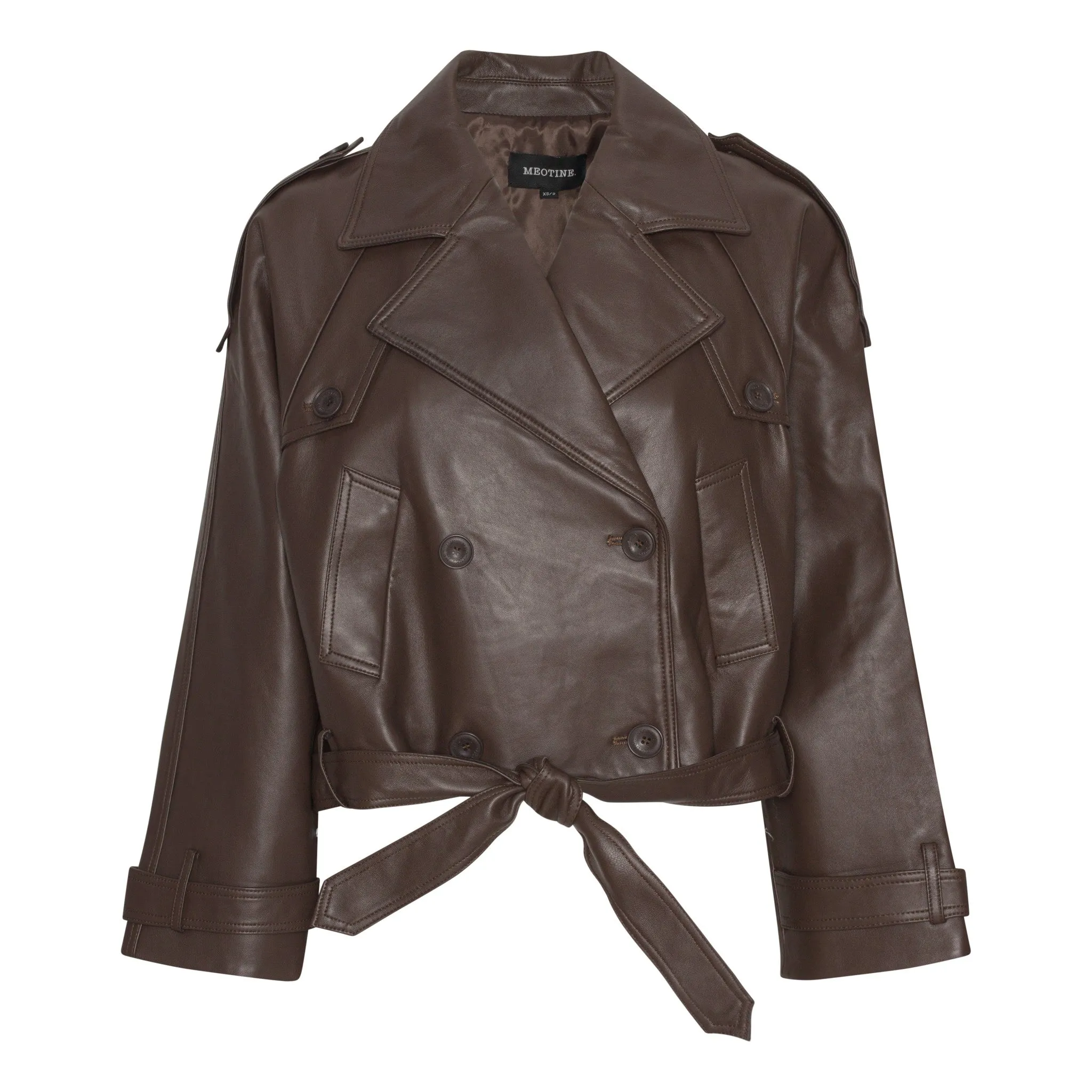 BOBBY LEATHER TRENCH JACKET - DARK BROWN