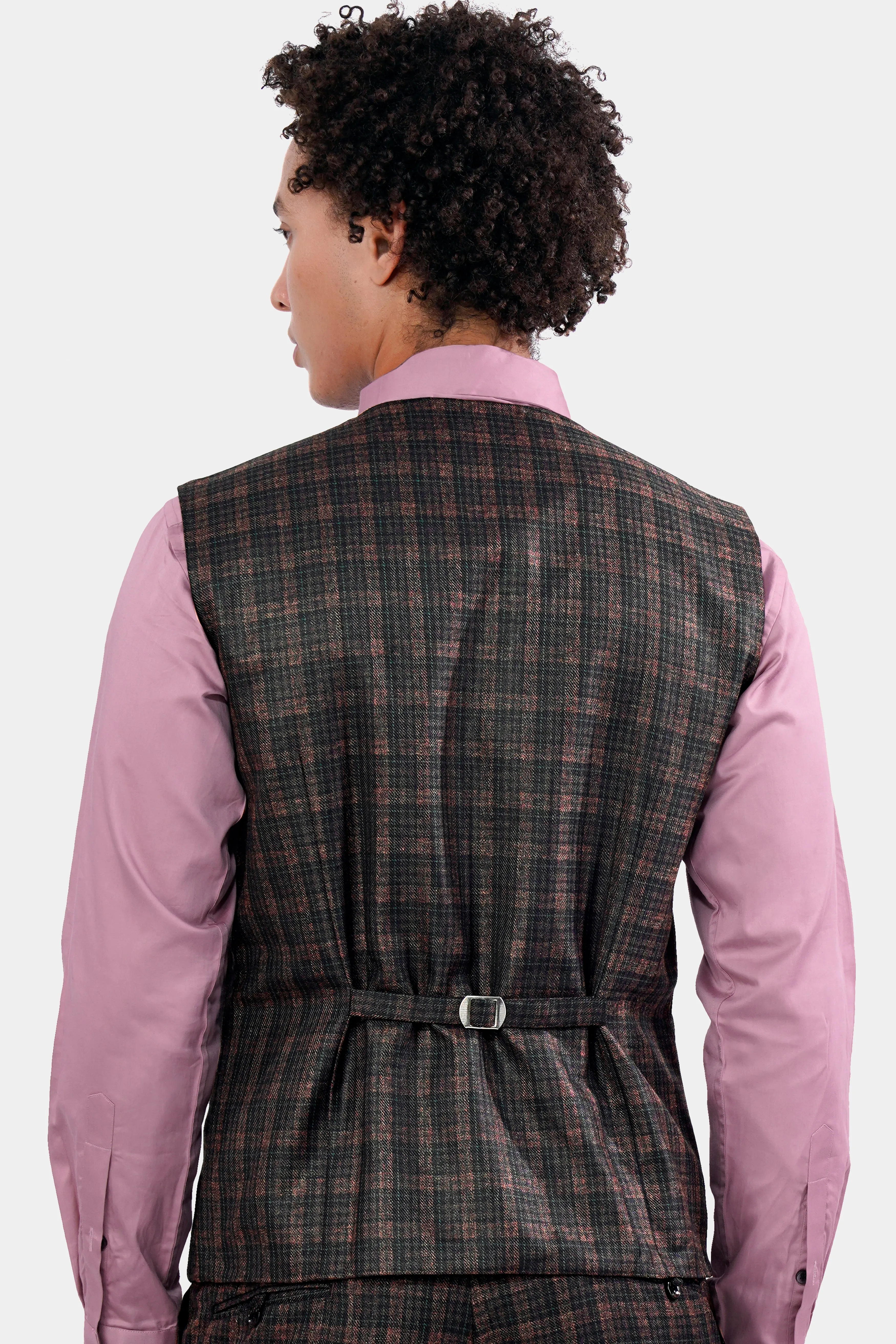 Bole Brown with Ebony Clay Black Plaid Wool Rich Waistcoat