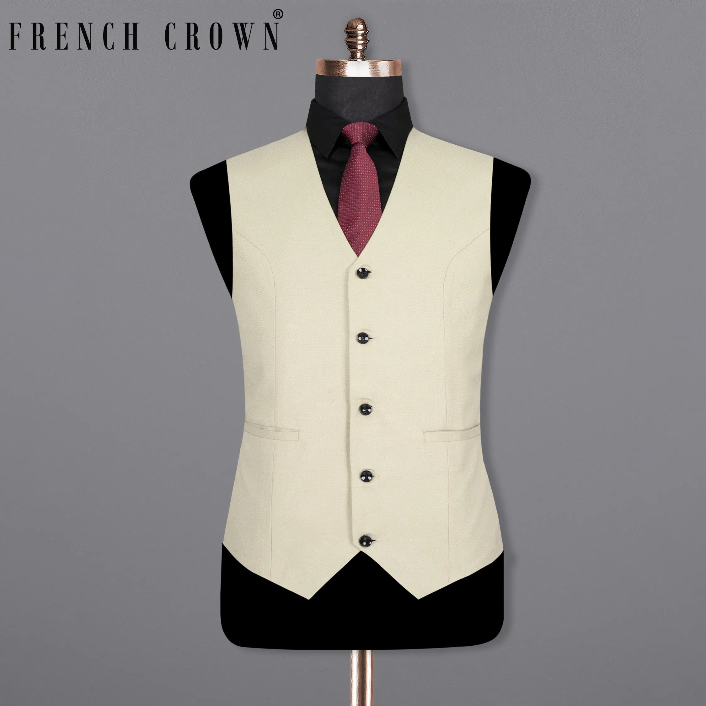 Bone Green Wool rich Waistcoat