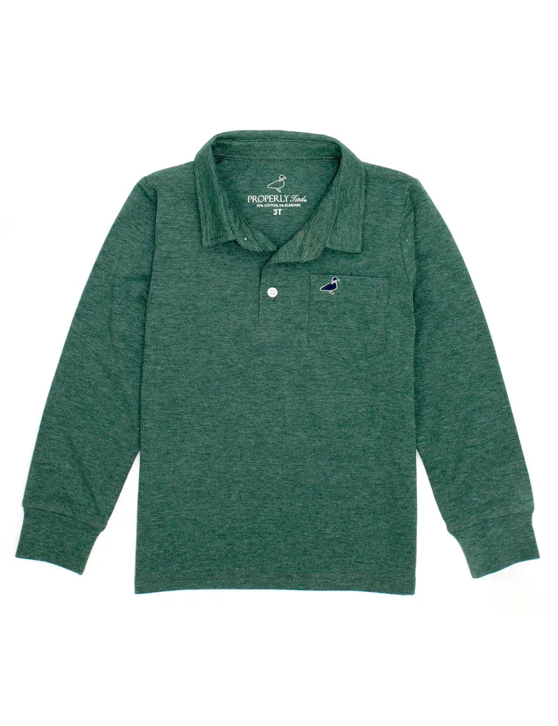 Boys Harrison Pocket Polo LS Hunter Green