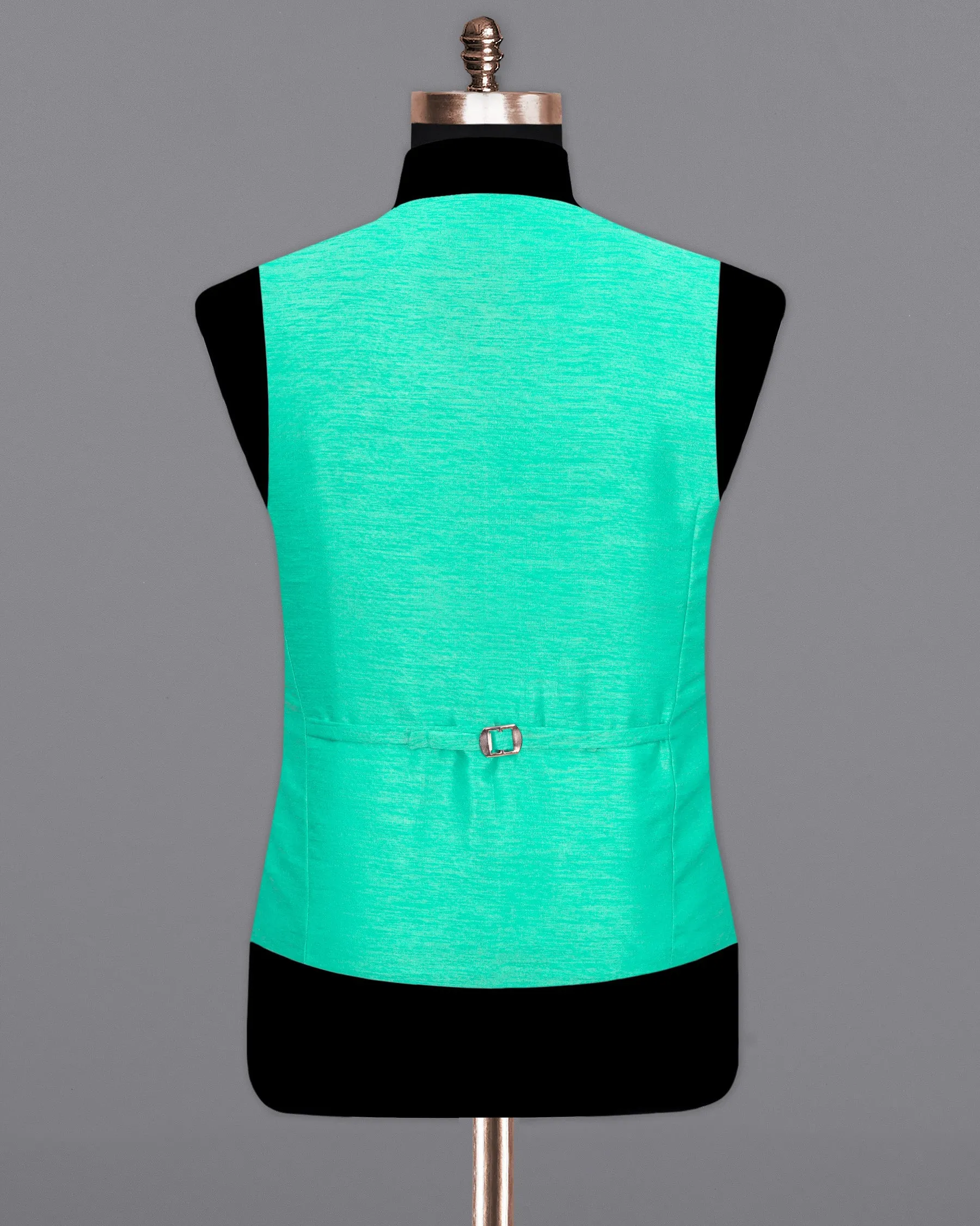 Bright Turquoise Textured  Waistcoat