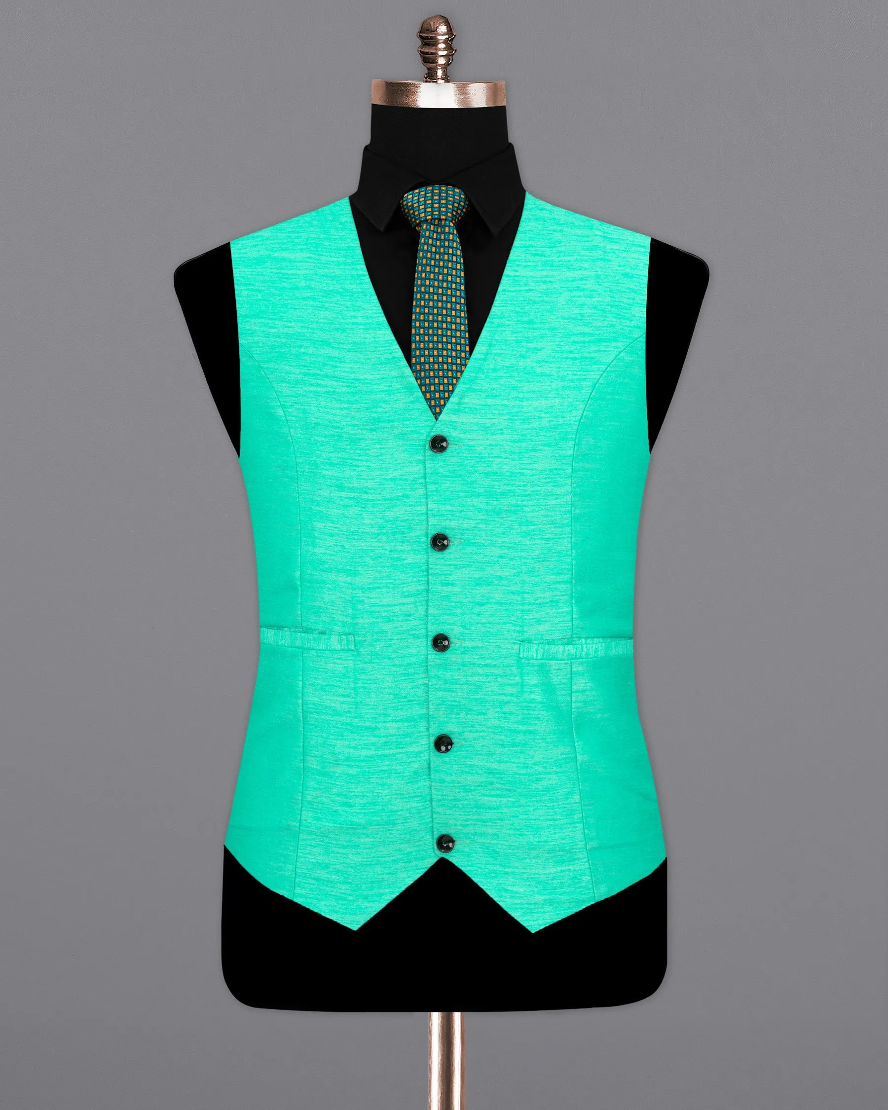 Bright Turquoise Textured  Waistcoat