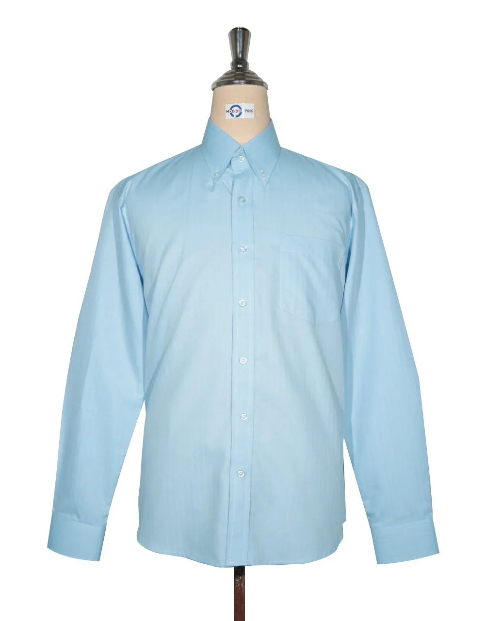 Button Down Shirt -  Light Blue  Herringbone Shirt