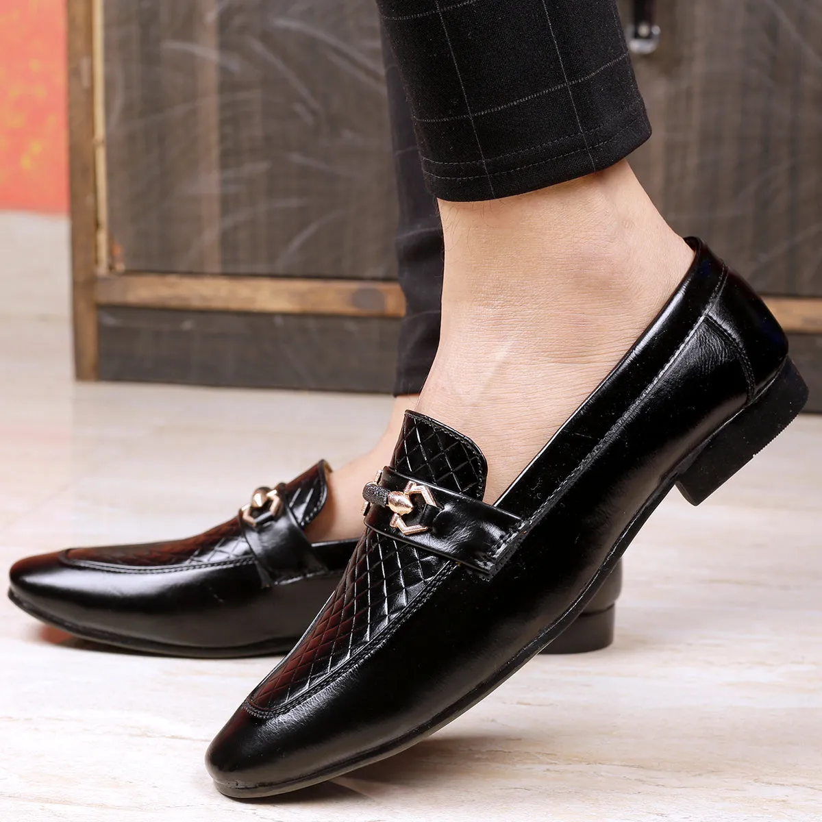 Bxxy's Vegan Leather Designer Buckle Loafers for Men