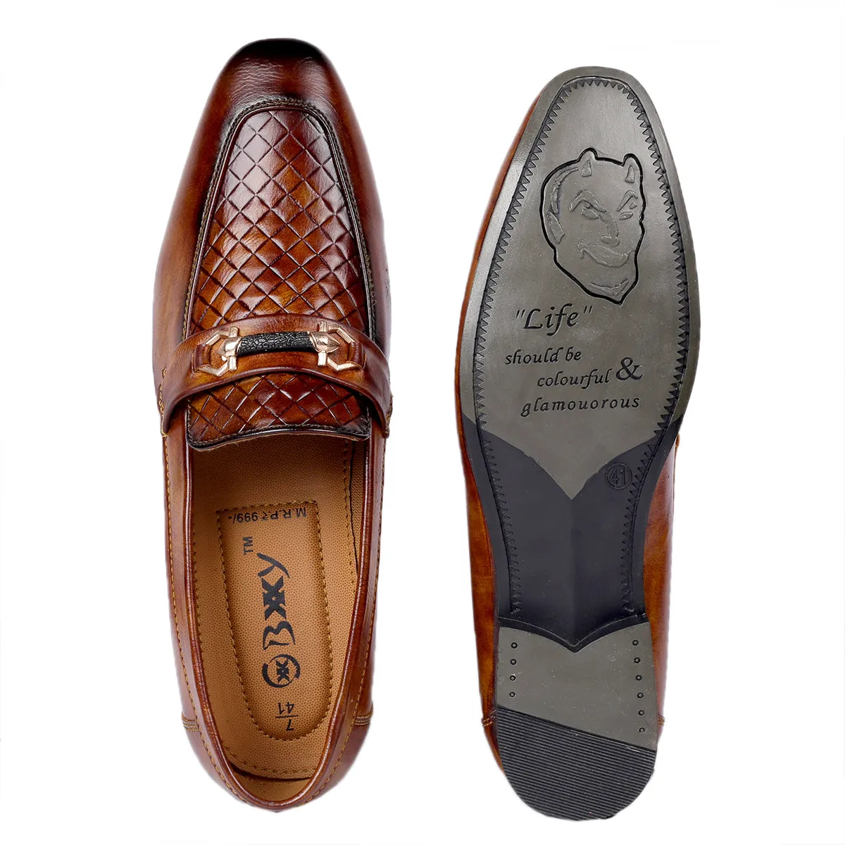 Bxxy's Vegan Leather Designer Buckle Loafers for Men