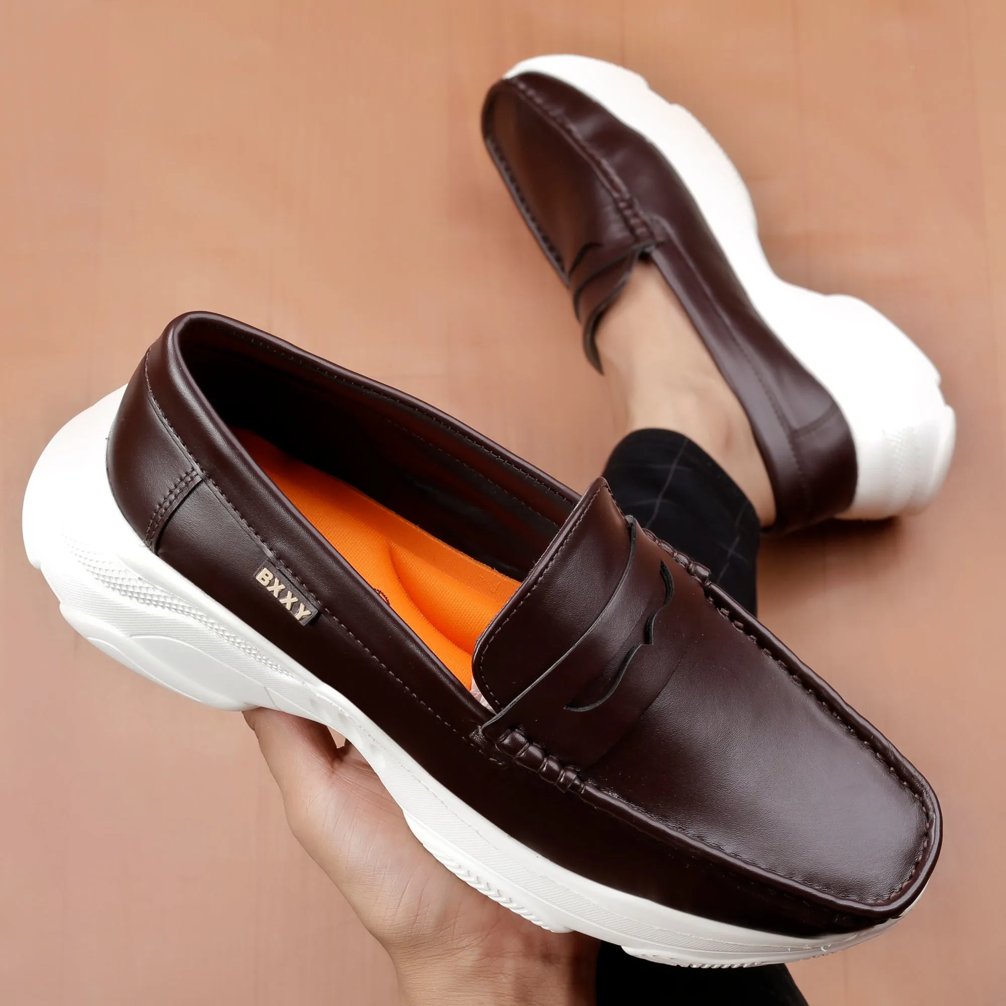 Bxxy's Vegan Leather Trendiest Checker Loafers for Men