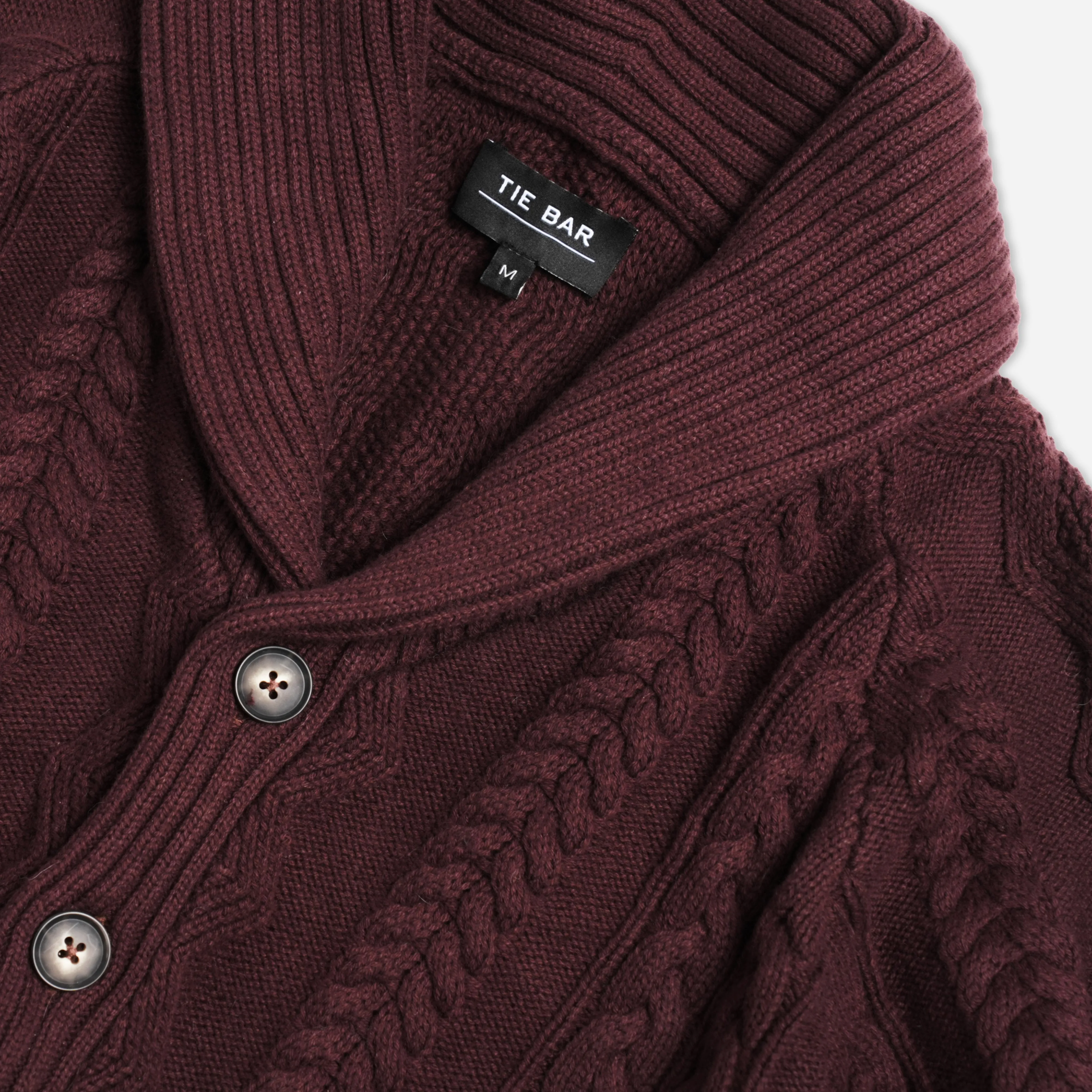 Cable Shawl Cardigan Burgundy Sweater