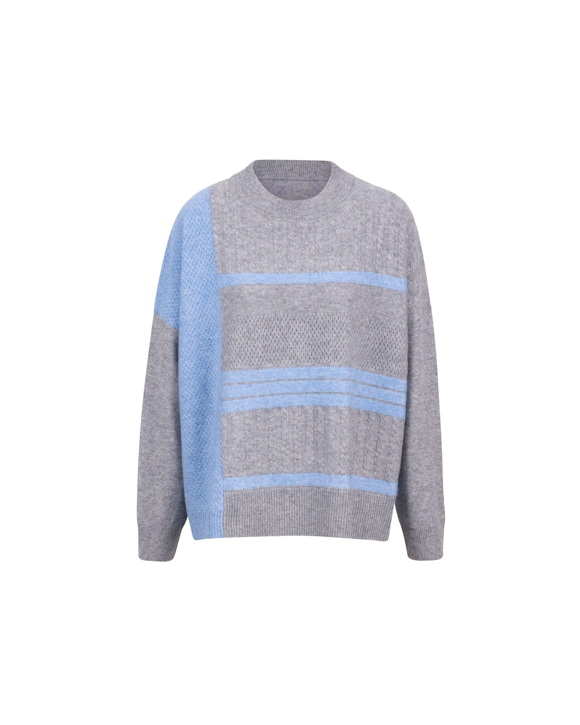 Cashmere Border Mix Cable Knit Top