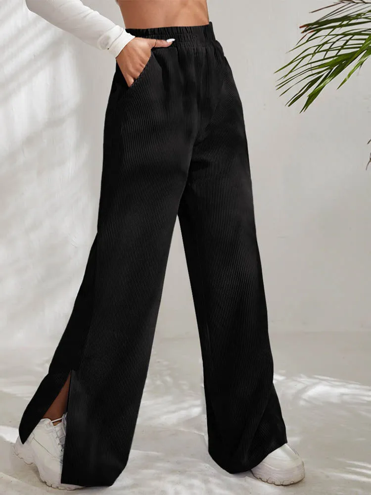 Casual Corduroy Wide Leg Pants