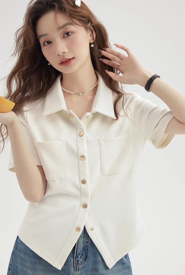 Collared Short Sleeve Button Shirt