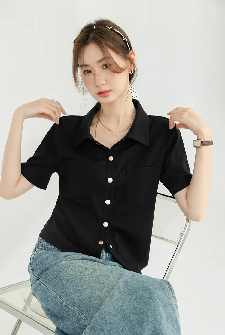 Collared Short Sleeve Button Shirt