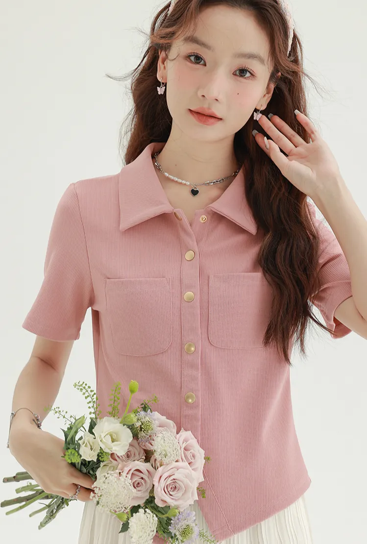 Collared Short Sleeve Button Shirt