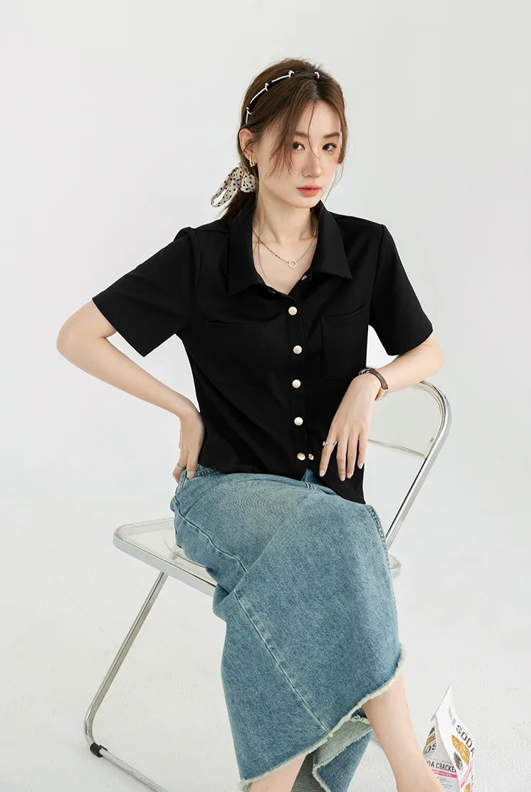 Collared Short Sleeve Button Shirt