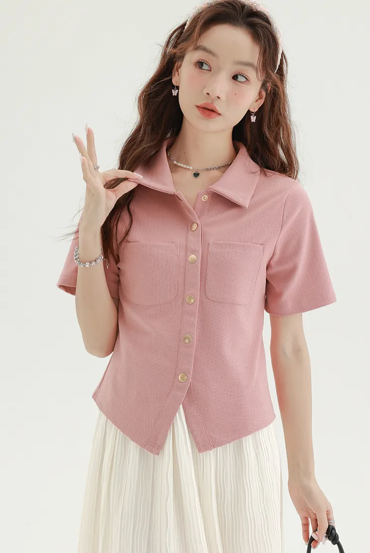 Collared Short Sleeve Button Shirt