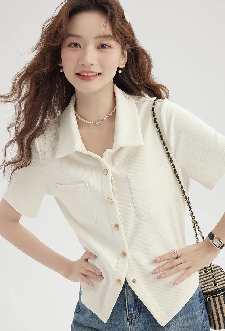 Collared Short Sleeve Button Shirt