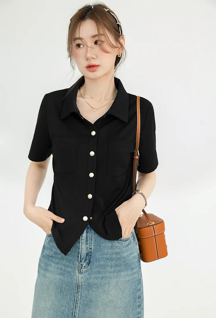 Collared Short Sleeve Button Shirt