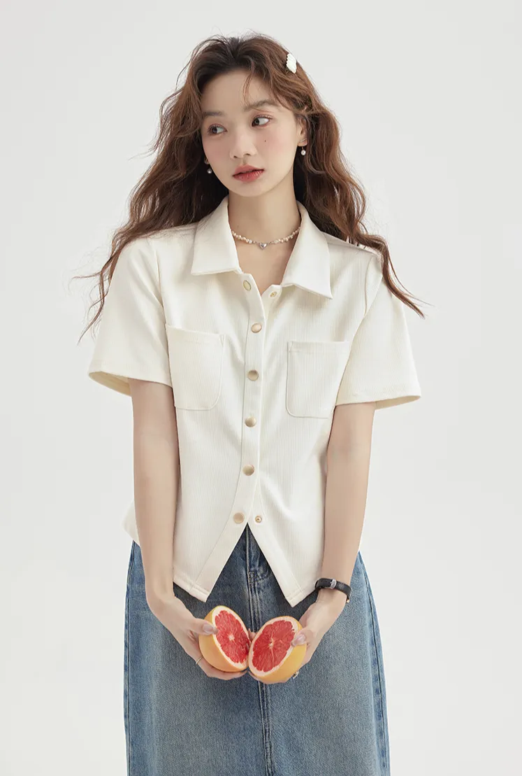 Collared Short Sleeve Button Shirt