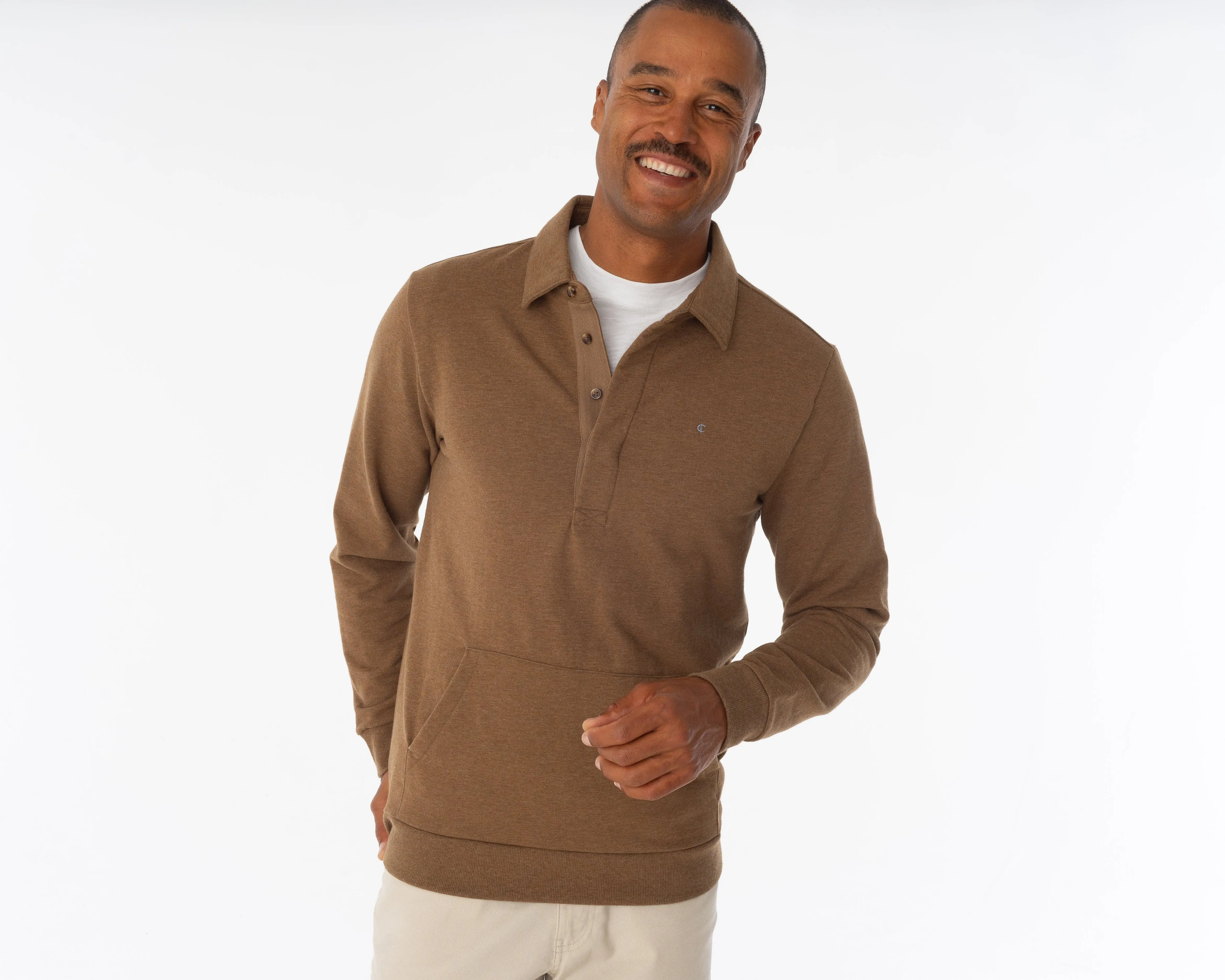 Collared Sweatshirt - Heather Brown