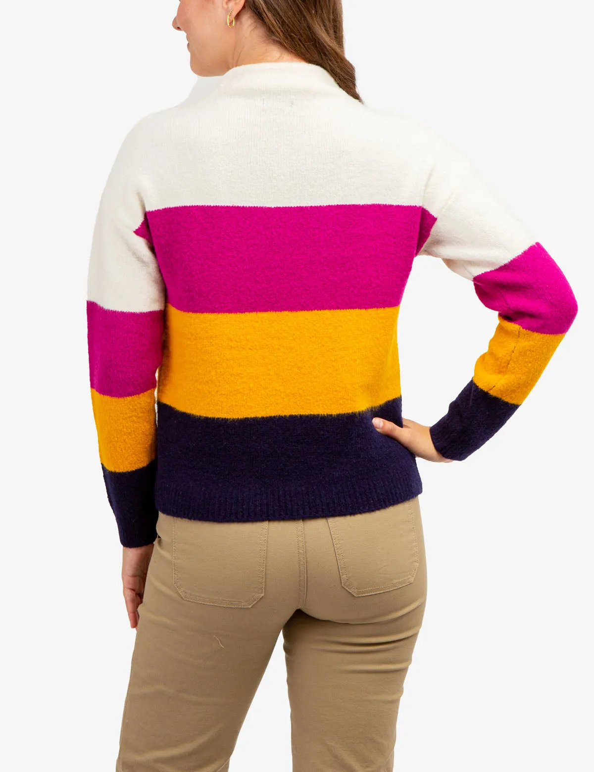 COLORBLOCK MOCK NECK SWEATER