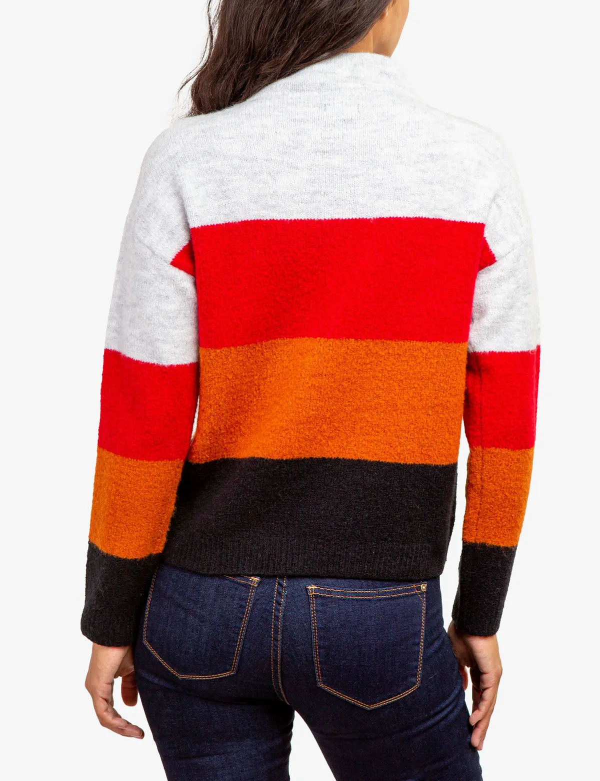 COLORBLOCK MOCK NECK SWEATER