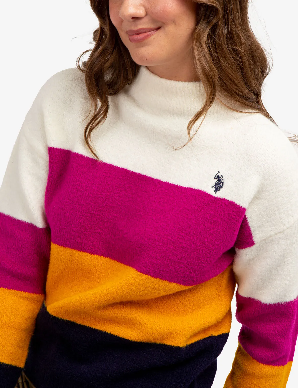 COLORBLOCK MOCK NECK SWEATER