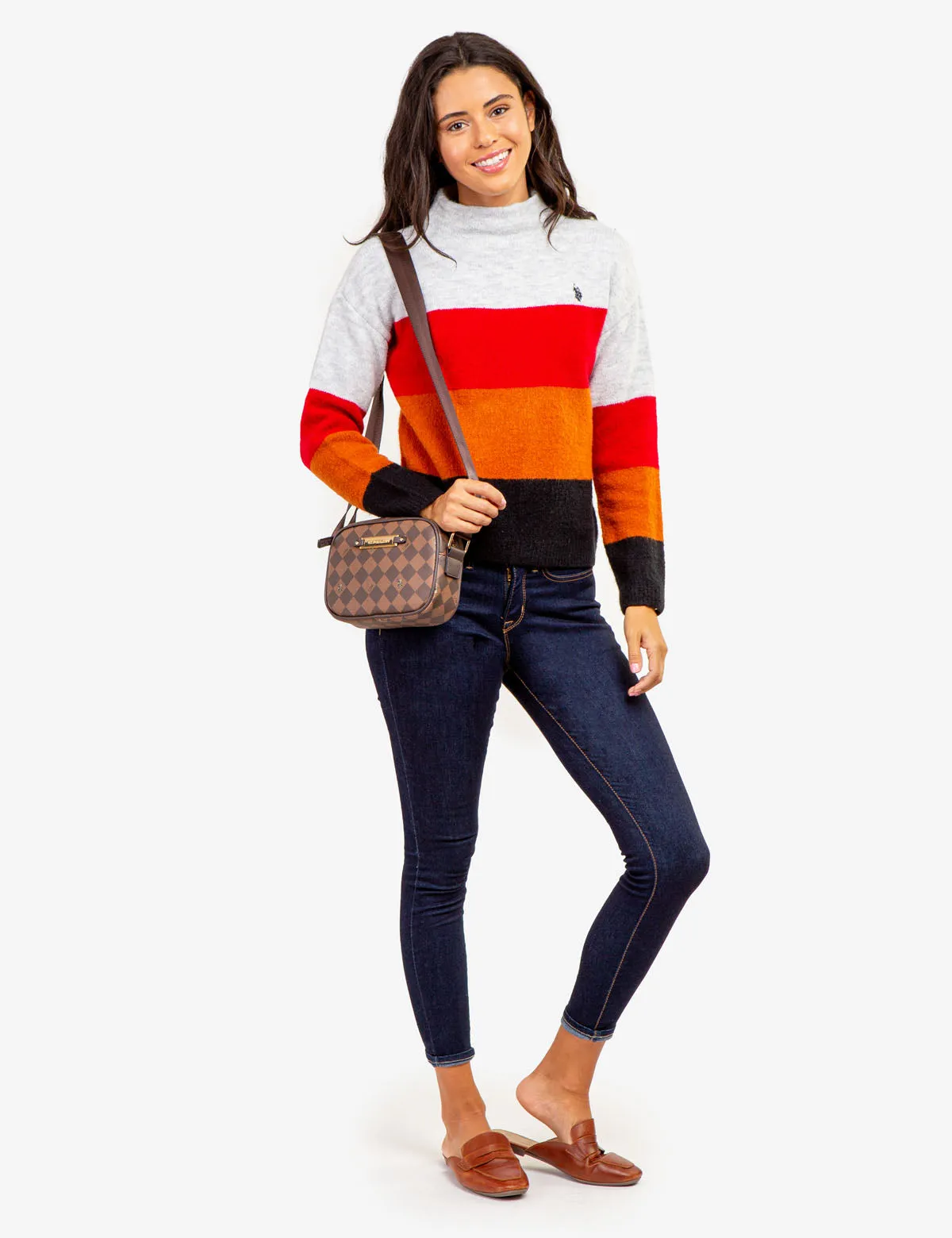 COLORBLOCK MOCK NECK SWEATER