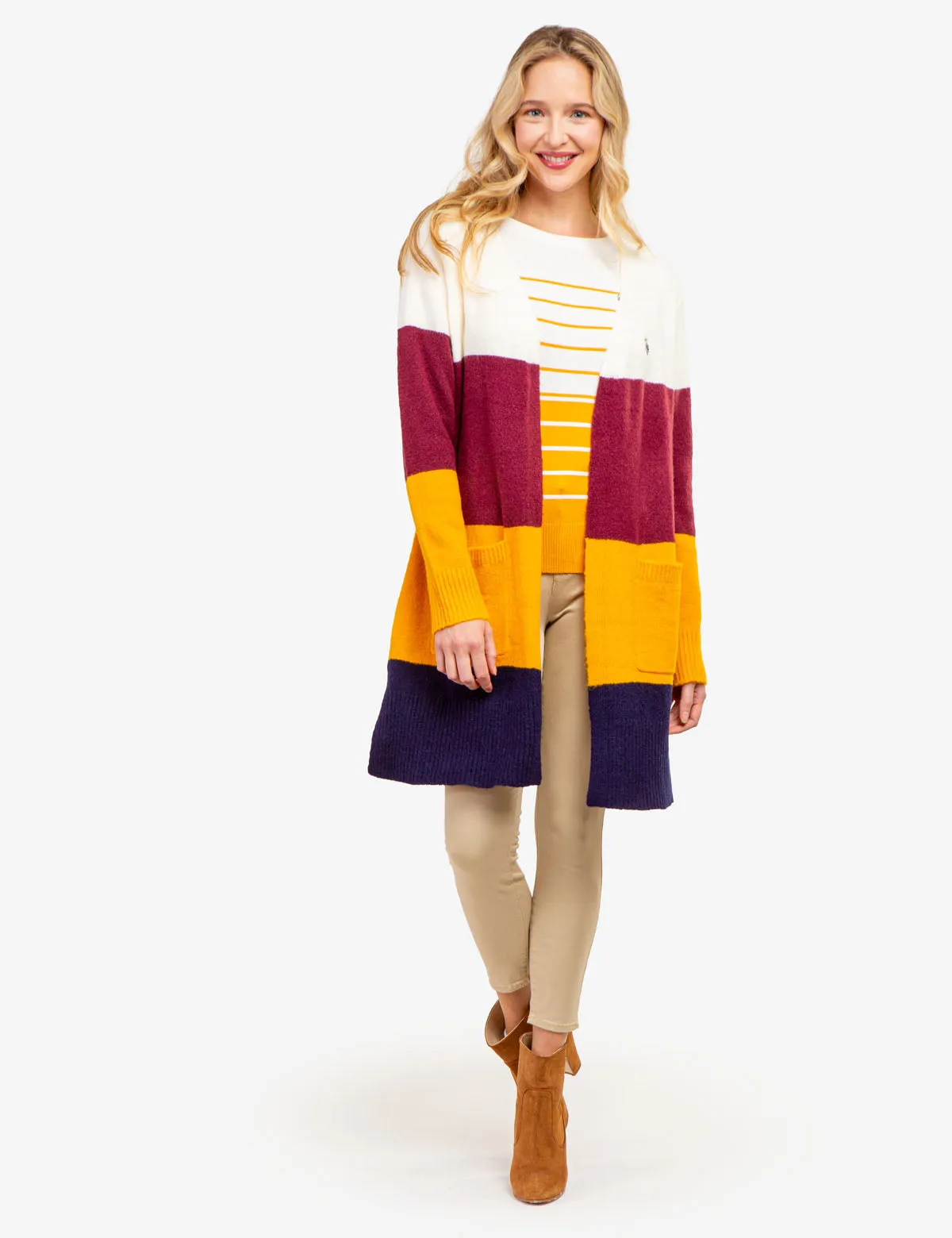 COLORBLOCK TUNIC CARDIGAN SWEATER