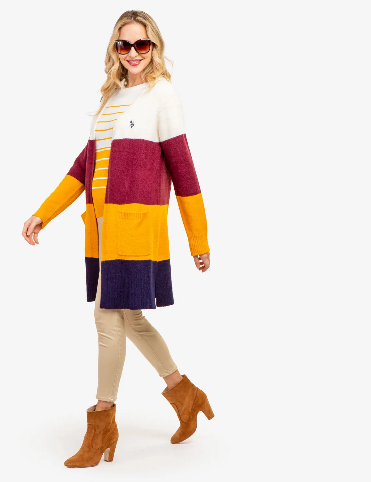 COLORBLOCK TUNIC CARDIGAN SWEATER