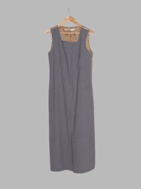 Comme des Garcons SS1995 grey wool front brown satin back full length vest dress