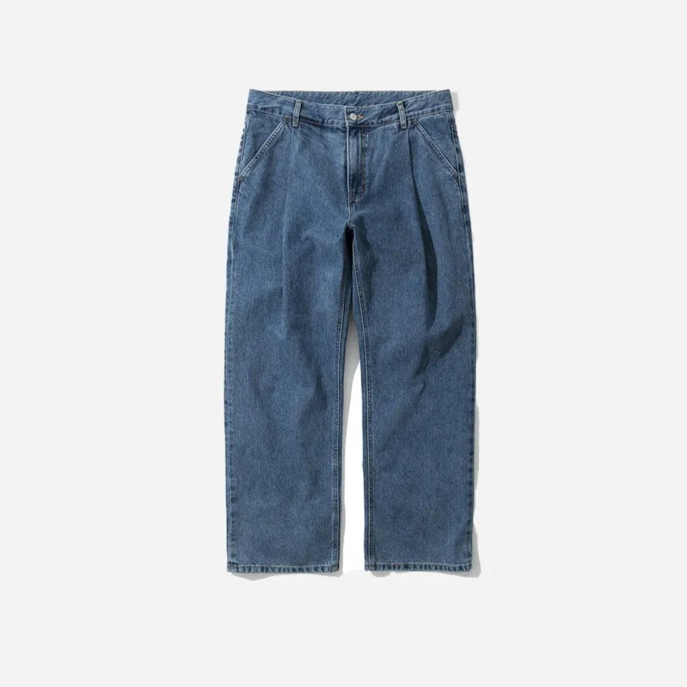 CORE WIDE ONE TUCK DENIM PANTS - WASHED INDIGO