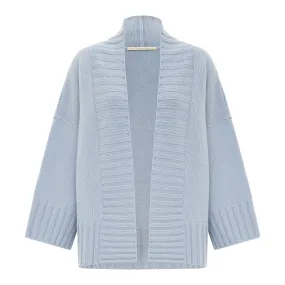 Cotton and Cashmere Open Cardigan - Porcelain Blue