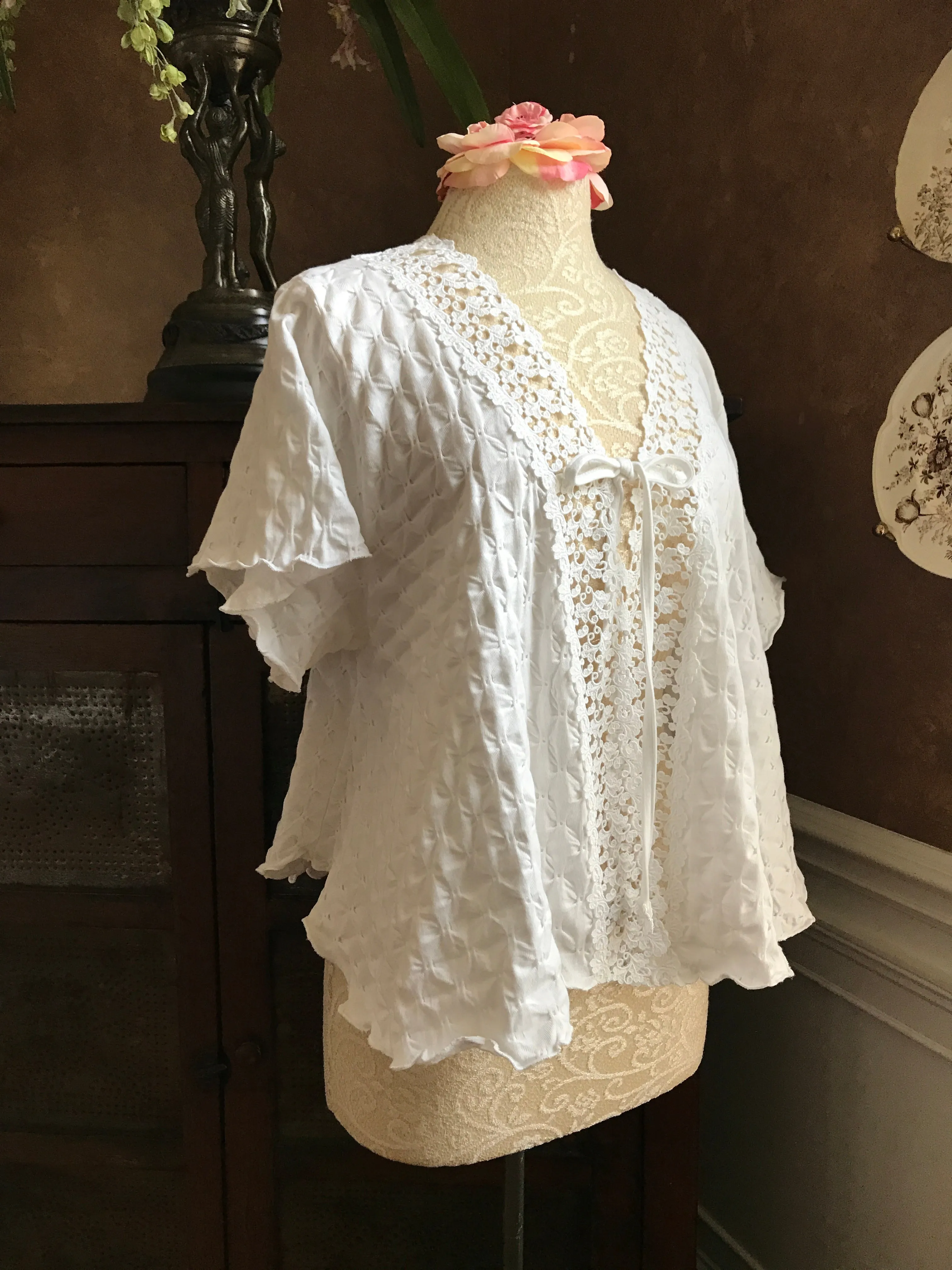 Cotton Bed Jacket Venise Lace Simple Pleasures Couture