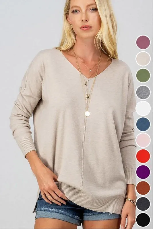 Cozy V-Neck Sweater in Neutrals