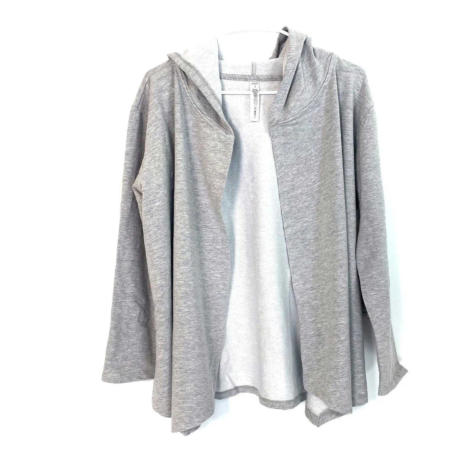 Cozy Vogo Womens Heather Gray Cardigan Hoodie Sweatshirt L Long Sleeve