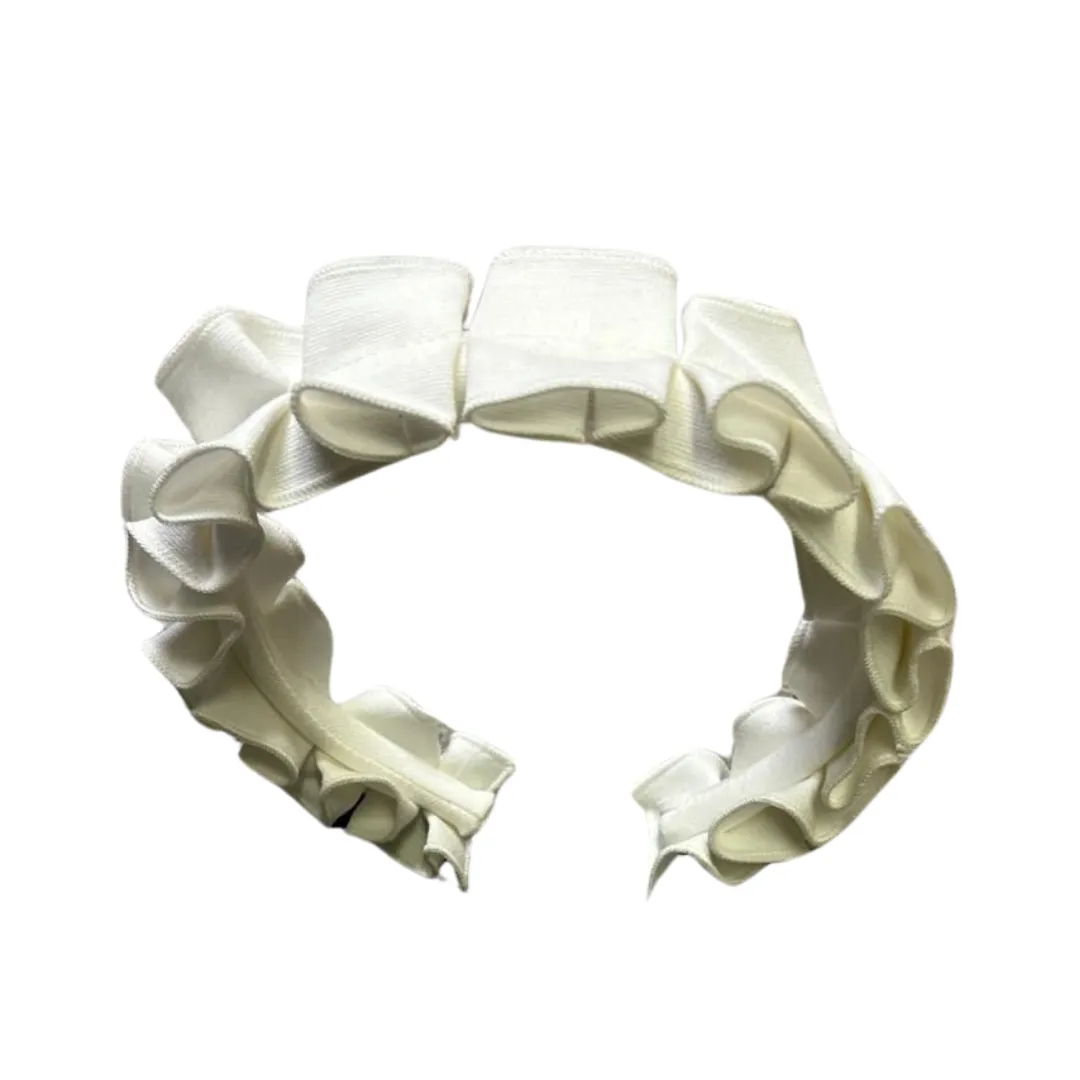 Cream Pleated Headband