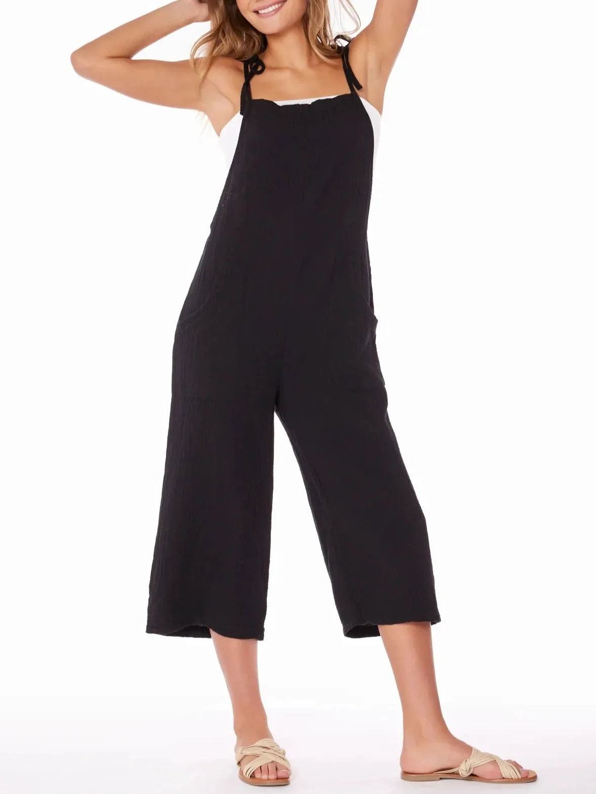 CROPPED WIDELEG OVERALLS