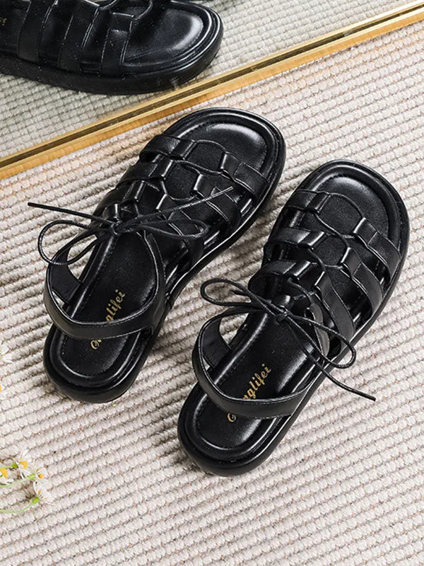 Crossover Strap Leather Sandals