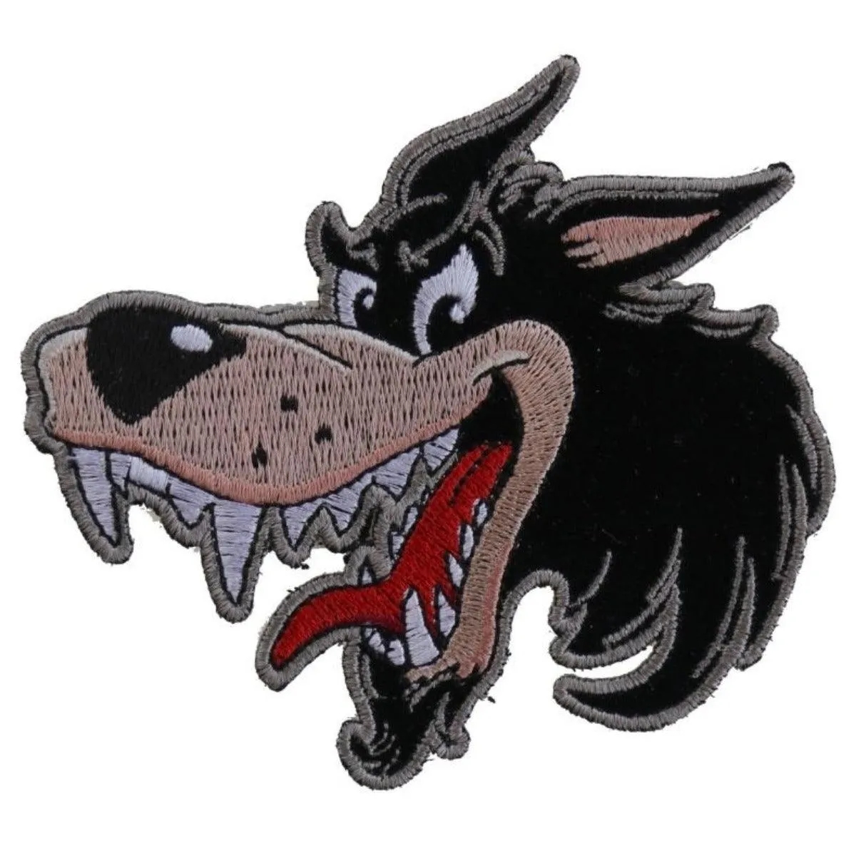 Daniel Smart Cartoon Wolf Embroidered Iron On Patch, 4 x 4 inches