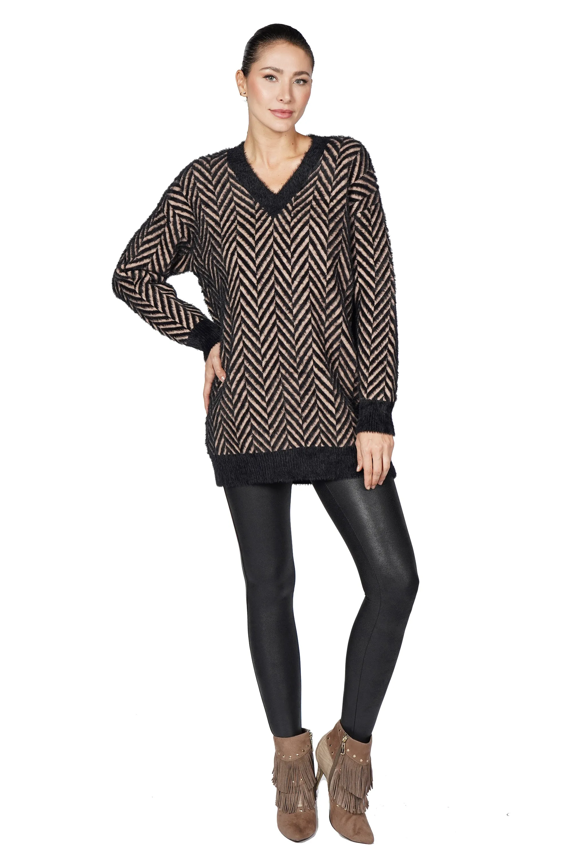 Danny V Neck Tunic Sweater